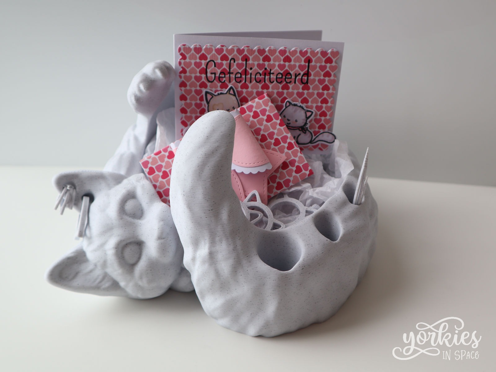 Cadeaubon en kaartje voor bij de kat yarn bowl