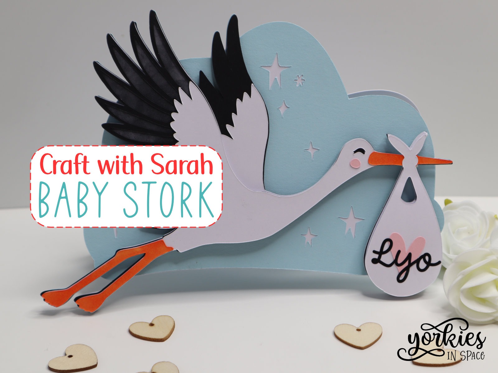 Ooievaar van Craft With Sarah – een babykaartje dat zeker de aandacht trekt