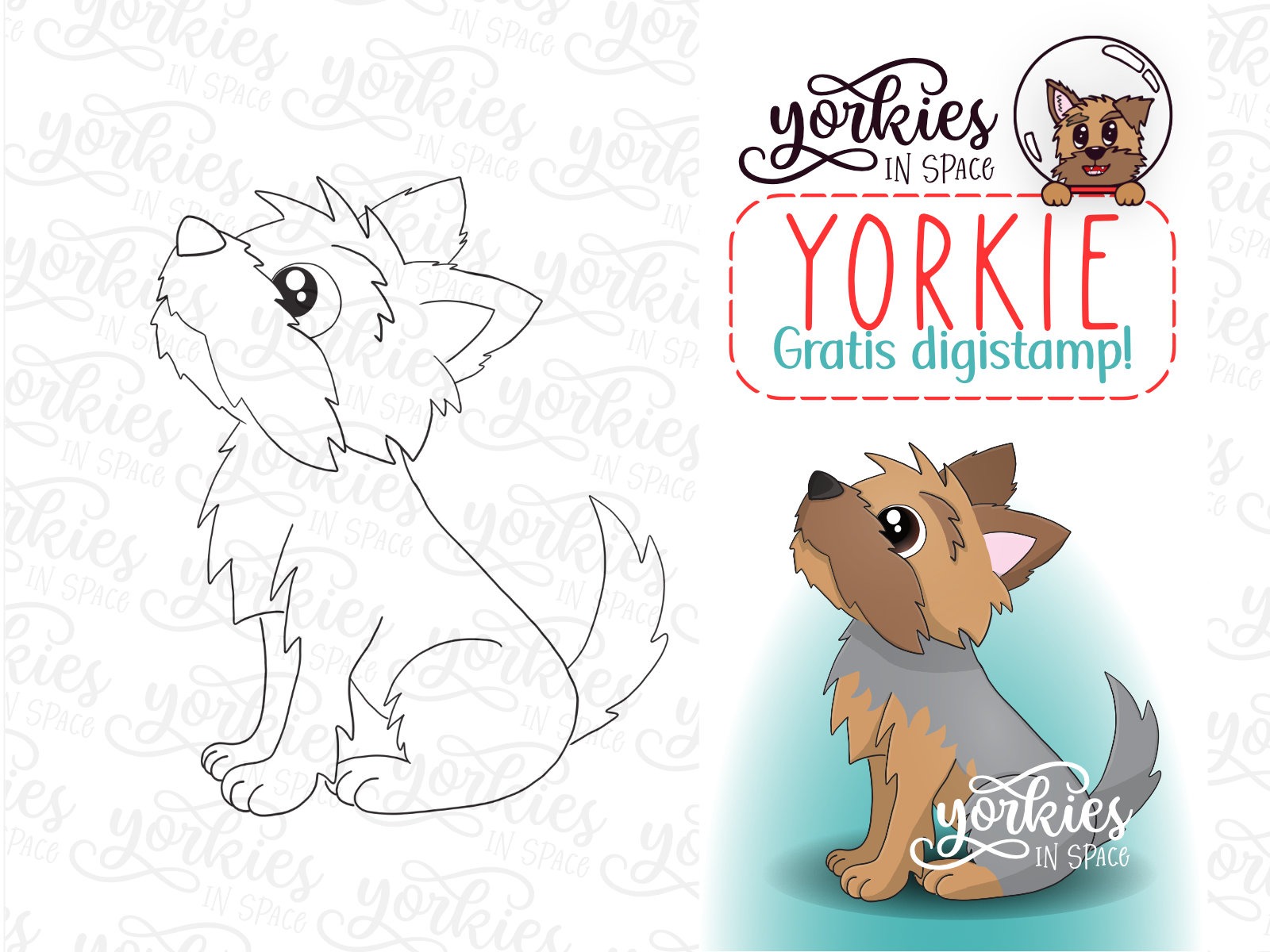 Zittende yorkie – gratis digistamp!